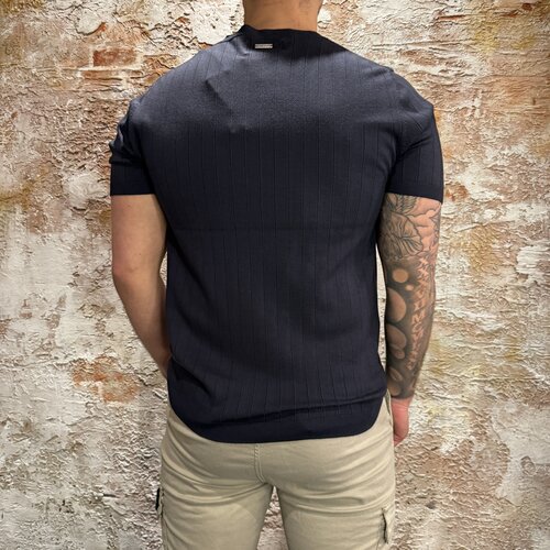 Pure Path Gebreid Shirt Navy