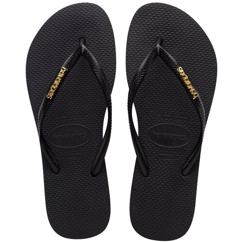 Havaianas Slim Logo Metallic Black Gold