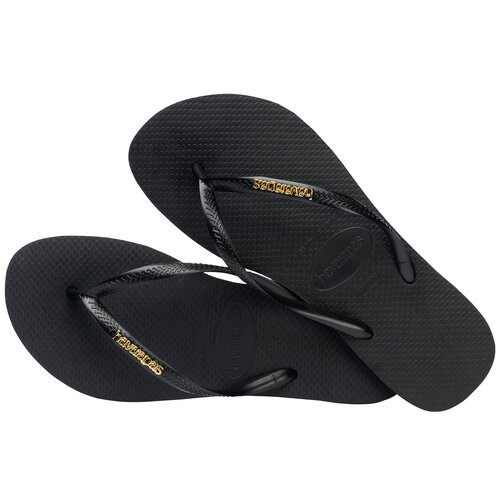 Havaianas Slim Logo Metallic Black Gold