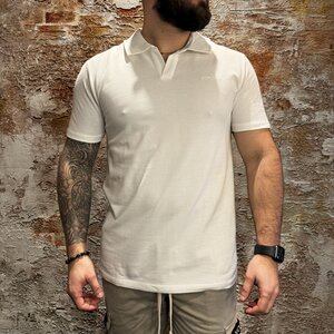 Pure-Path Open Kraag Polo Offwhite