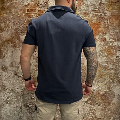 Pure-Path Open Kraag Polo Navy