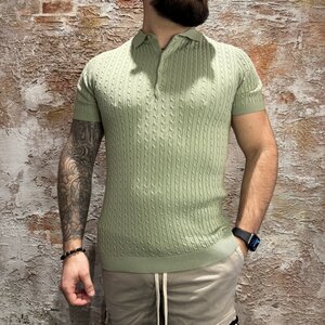 Radical Knitwear Polo Button Olive Green