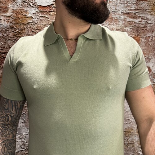 Radical Knitwear Polo Buttonless Green