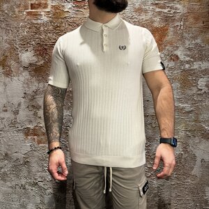 Quotrell Jay Knitted Polo Off White