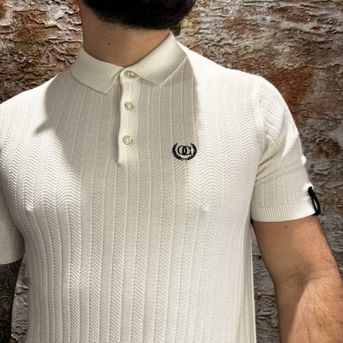 Quotrell Jay Knitted Polo Off White