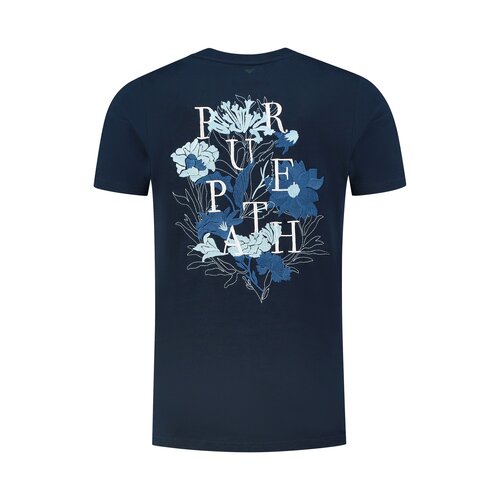 Pure-Path T-Shirt Floral Embroidery Navy