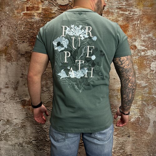 Pure-Path T-Shirt Floral Embroidery Green