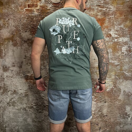 Pure-Path T-Shirt Floral Embroidery Green