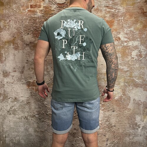 Pure-Path T-Shirt Floral Embroidery Green
