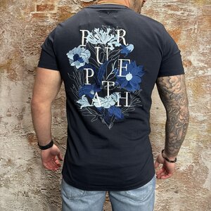 Pure Path T-Shirt Floral Embroidery Navy