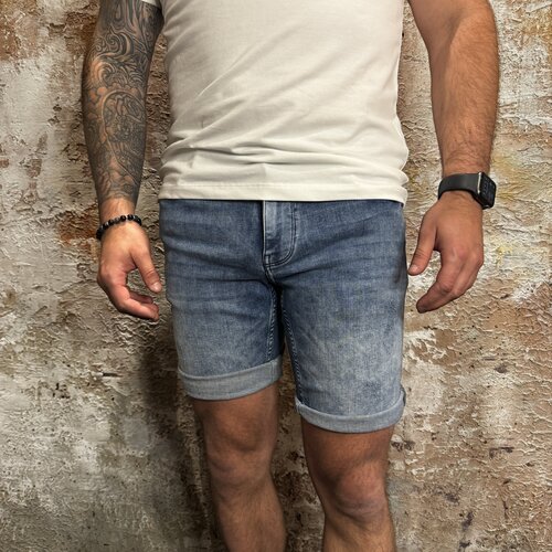 Pure Path The Steve Skinny Fit Shorts Mid Blue