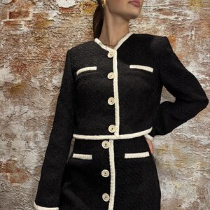 Josh V Monica Cropped Bouclé Blazer Black