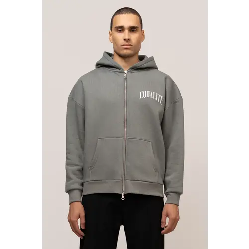 Equalité Oversized Zip Hoodie Grey White