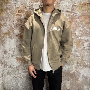 Equalité Oversized Zip Hoodie Taupe Offwhite