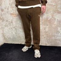 Fluffy Knit Fit Straight Fit Pants Brown
