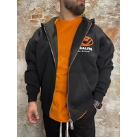 Arid Oversized Full Zip Black Orange