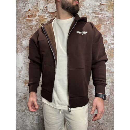 Equalité Societé Oversized Zip Hoodie Brown