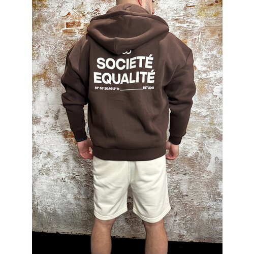 Equalité Societé Oversized Zip Hoodie Brown