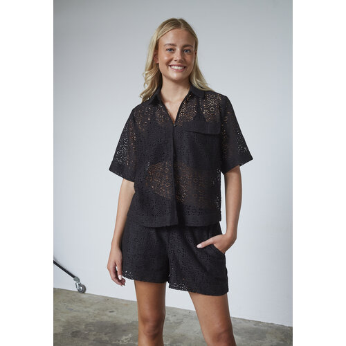 Sisters Point Elsia Blouse Korte Mouw Black Sisters Point Elsia Blouse Korte Mouw Black