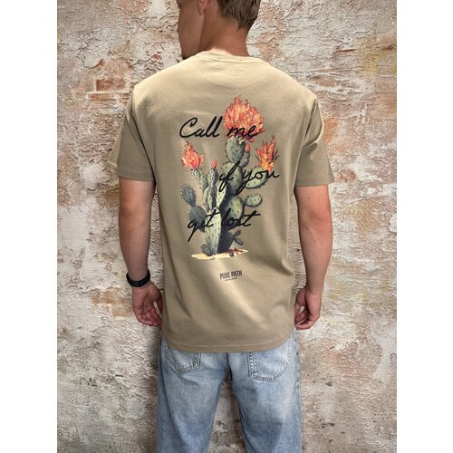 Pure Path Call Me If You Get Lost T-Shirt Taupe Pure Path Call Me If You Get Lost T-Shirt Taupe