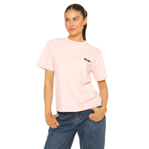 LA Sisters Short Sleeve Oversized Striped Tee Pink LA Sisters Short Sleeve Oversized Striped Tee Pink