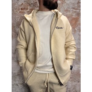 Equalité Fluffy Knit Oversized Zip Hoodie Off White