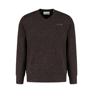 Pure Path Melange Knit V-neck Sweater Brown