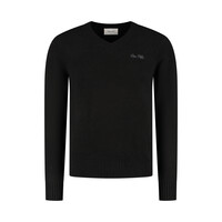 Melange Knit V-neck Sweater Black