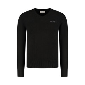 Pure Path Melange Knit V-neck Sweater Black