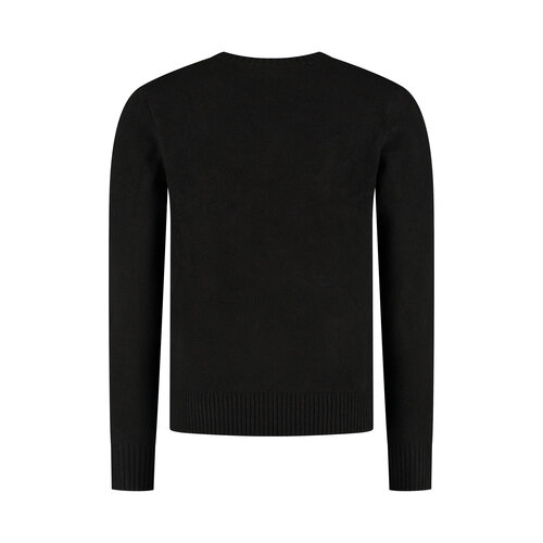 Pure Path Melange Knit V-neck Sweater Black
