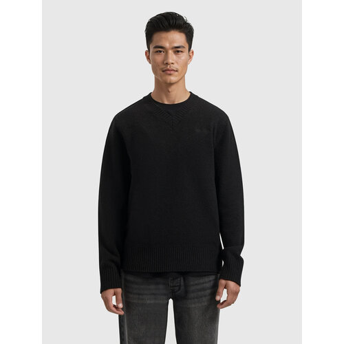 Pure Path Melange Knit V-neck Sweater Black