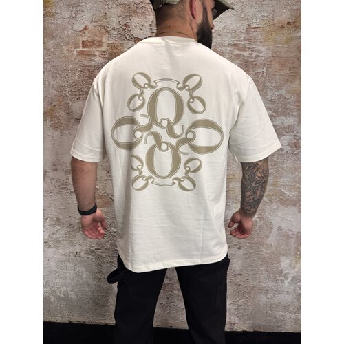 Quotrell Insignia Oversized Tee Ecru Taupe