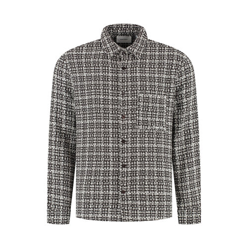 Pure Path Structured Checked Overshirt Dark Brown