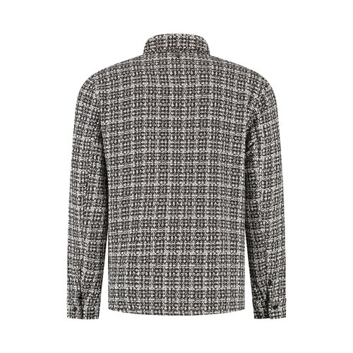 Pure Path Structured Checked Overshirt Dark Brown