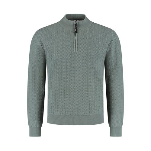 Pure Path Jacquard Structure Knit Half-zip Green