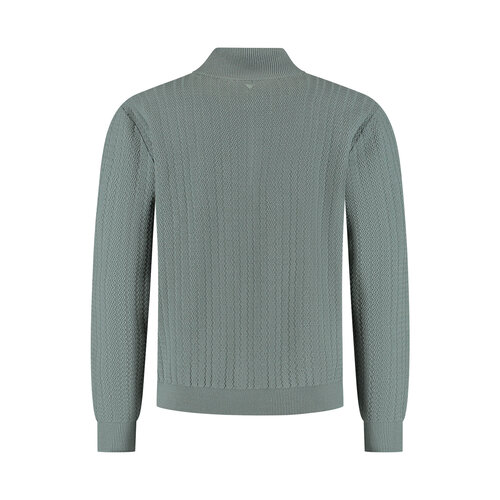 Pure Path Jacquard Structure Knit Half-zip Green