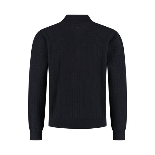 Pure Path Jacquard Structure Knit Half-zip Navy