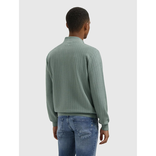 Pure Path Jacquard Structure Knit Half-zip Green