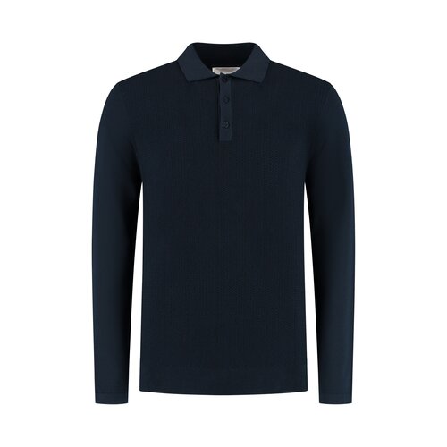 Pure Path Braided Structure Knit Polo Navy