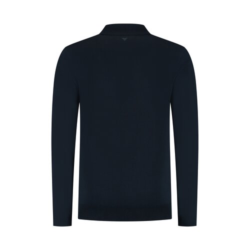Pure Path Braided Structure Knit Polo Navy