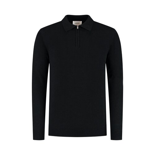 Pure Path Bouclé Knit Half-zip Polo Black