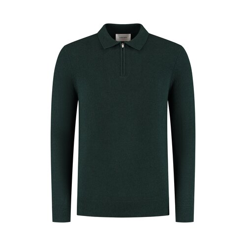 Pure Path Bouclé Knit Half-zip Polo Green