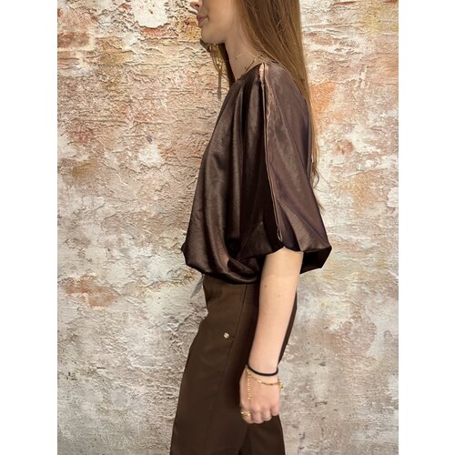 Sisters Point Gufo Satin Top Brown
