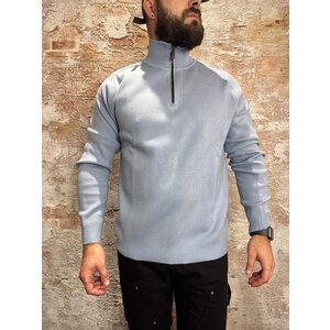 Quotrell Palace Knitted Half Zip Muted Blue