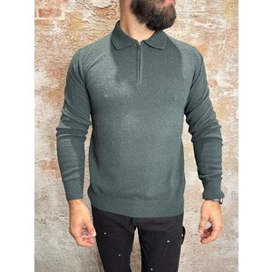 Pure Path Bouclé Knit Half-zip Polo Green
