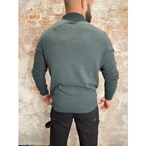 Pure Path Bouclé Knit Half-zip Polo Green