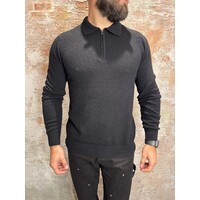 Bouclé Knit Half-zip Polo Black