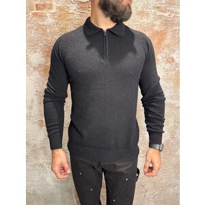 Pure Path Bouclé Knit Half-zip Polo Black