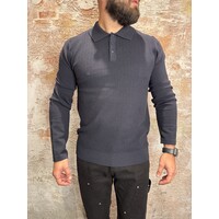 Braided Structure Knit Polo Navy