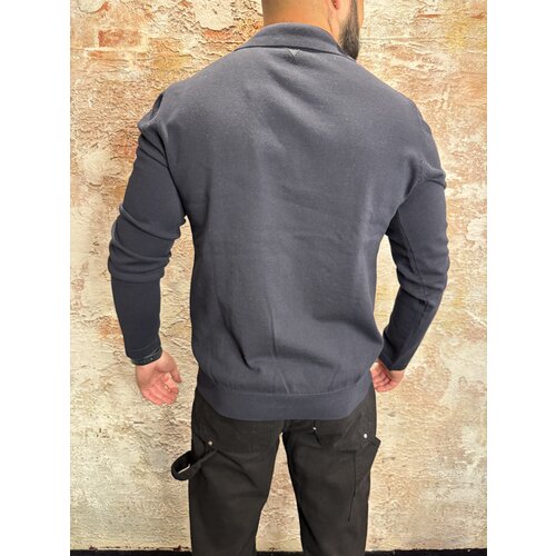 Pure Path Braided Structure Knit Polo Navy